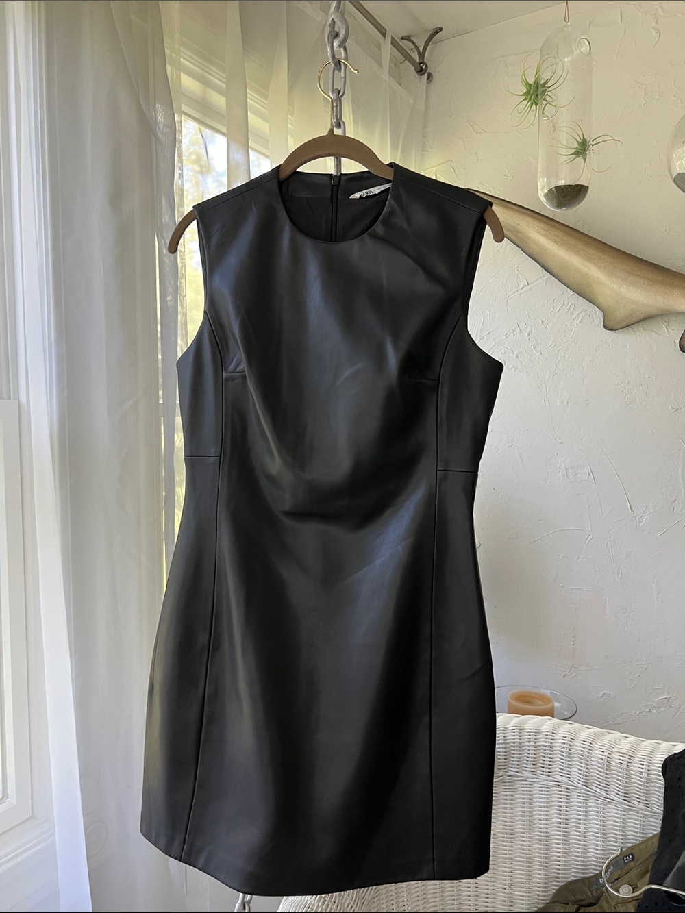 Zara Black Faux Leather Sleeveless Mini Dress